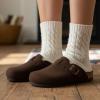 imageCUSHIONAIRE Hana Womens Clogs  Comfortable Vegan Suede Clogs for Women  Slip On Potato Shoes with Cork Footbed amp Arch Support  Memory Foam Wide Widths AvailableBrown Wool