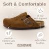 imageCUSHIONAIRE Hana Womens Clogs  Comfortable Vegan Suede Clogs for Women  Slip On Potato Shoes with Cork Footbed amp Arch Support  Memory Foam Wide Widths AvailableTan Corduroy