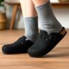 imageCUSHIONAIRE Hana Womens Clogs  Comfortable Vegan Suede Clogs for Women  Slip On Potato Shoes with Cork Footbed amp Arch Support  Memory Foam Wide Widths AvailableBlack Wool
