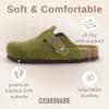 imageCUSHIONAIRE Hana Womens Clogs  Comfortable Vegan Suede Clogs for Women  Slip On Potato Shoes with Cork Footbed amp Arch Support  Memory Foam Wide Widths AvailableKhaki Corduroy