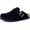 imageCUSHIONAIRE Hana Womens Clogs  Comfortable Vegan Suede Clogs for Women  Slip On Potato Shoes with Cork Footbed amp Arch Support  Memory Foam Wide Widths AvailableBlack Corduroy