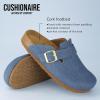 imageCUSHIONAIRE Hana Womens Clogs  Comfortable Vegan Suede Clogs for Women  Slip On Potato Shoes with Cork Footbed amp Arch Support  Memory Foam Wide Widths AvailableLight Denim