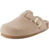 imageCUSHIONAIRE Hana Womens Clogs  Comfortable Vegan Suede Clogs for Women  Slip On Potato Shoes with Cork Footbed amp Arch Support  Memory Foam Wide Widths AvailableSand Wool