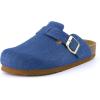 imageCUSHIONAIRE Hana Womens Clogs  Comfortable Vegan Suede Clogs for Women  Slip On Potato Shoes with Cork Footbed amp Arch Support  Memory Foam Wide Widths AvailableLight Denim