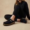 imageCUSHIONAIRE Hobby Genuine Leather Suede Mule Clogs for Women with Buckle Strap and Cork Footbed Supportive AllDay Comfort in Womens ShoesBlack