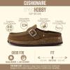 imageCUSHIONAIRE Hobby Genuine Leather Suede Mule Clogs for Women with Buckle Strap and Cork Footbed Supportive AllDay Comfort in Womens ShoesBrown