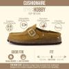 imageCUSHIONAIRE Hobby Genuine Leather Suede Mule Clogs for Women with Buckle Strap and Cork Footbed Supportive AllDay Comfort in Womens ShoesCamel