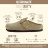 imageCUSHIONAIRE Rusty Genuine Leather Clogs for Women Comfortable Slip On Womens Shoes with Adjustable Buckle and Soft Memory FoamBeige