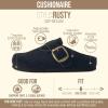 imageCUSHIONAIRE Rusty Genuine Leather Clogs for Women Comfortable Slip On Womens Shoes with Adjustable Buckle and Soft Memory FoamBlack