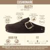 imageCUSHIONAIRE Rusty Genuine Leather Clogs for Women Comfortable Slip On Womens Shoes with Adjustable Buckle and Soft Memory FoamBrown