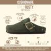 imageCUSHIONAIRE Rusty Genuine Leather Clogs for Women Comfortable Slip On Womens Shoes with Adjustable Buckle and Soft Memory FoamGrey