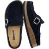 imageCUSHIONAIRE Hobby Genuine Leather Suede Mule Clogs for Women with Buckle Strap and Cork Footbed Supportive AllDay Comfort in Womens ShoesBlack
