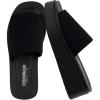imageCUSHIONAIRE Pim Wedge Chunky Platform Womens Sandals with Firm Knit Upper amp Memory Foam Summer Sandals for WomenBlack Weave