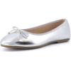imageCUSHIONAIRE Womens Dove Bling Bow Flat with Memory Foam Wide Widths AvailableSilver Metallic