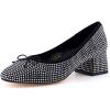 imageCUSHIONAIRE Womens Eiffel Rhinestone Bling Bow Flat with Memory Foam and Wide Widths AvailableBlack Embellished