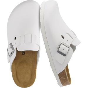 imageCUSHIONAIRE Hana Womens Clogs  Comfortable Vegan Suede Clogs for Women  Slip On Potato Shoes with Cork Footbed amp Arch Support  Memory Foam Wide Widths AvailableWhite