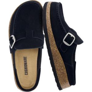 imageCUSHIONAIRE Hobby Genuine Leather Suede Mule Clogs for Women with Buckle Strap and Cork Footbed Supportive AllDay Comfort in Womens ShoesBlack