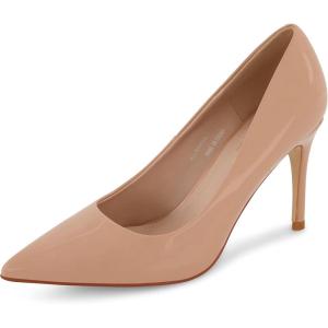 imageCUSHIONAIRE Lola Dress Pump Heels for Women Classic Pointed Toe High Heels with Soft Memory Foam and Durable OutsoleTan Patent
