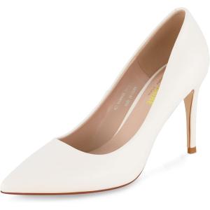 imageCUSHIONAIRE Lola Dress Pump Heels for Women Classic Pointed Toe High Heels with Soft Memory Foam and Durable OutsoleWhite