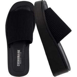 imageCUSHIONAIRE Pim Wedge Chunky Platform Womens Sandals with Firm Knit Upper amp Memory Foam Summer Sandals for WomenBlack Weave