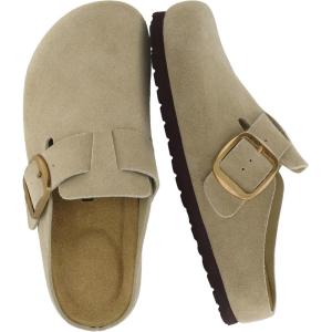 imageCUSHIONAIRE Rusty Genuine Leather Clogs for Women Comfortable Slip On Womens Shoes with Adjustable Buckle and Soft Memory FoamBeige