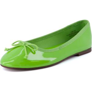 imageCUSHIONAIRE Womens Como Bow Flat with Memory Foam and Wide Widths AvailableLime Patent