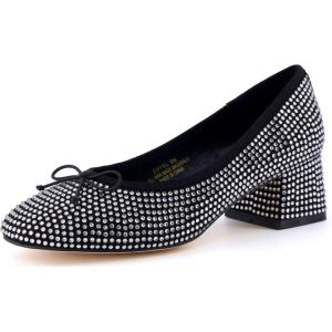 imageCUSHIONAIRE Womens Eiffel Rhinestone Bling Bow Flat with Memory Foam and Wide Widths AvailableBlack Embellished