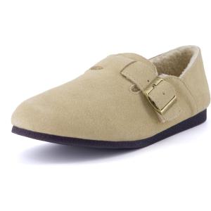 imageCUSHIONAIRE Womens Nest Genuine Suede SlipOn Shoe with Faux Shearling Lining amp Memory Foam  Adjustable Buckle amp NonSlip SoleSand