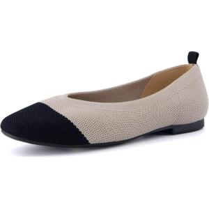 imageCUSHIONAIRE Womens Splendor Knit Flat with Memory Foam Wide Widths AvailableBeigeBlack Knit