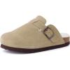 imageCUSHIONAIRE Kids Hana Cork footbed clog with Genuine Leather upper Faux Fur lining and Comfort