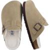 imageCUSHIONAIRE Kids Hana Cork footbed clog with Genuine Leather upper Faux Fur lining and Comfort