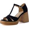 imageCUSHIONAIRE Womens Delano Mary Jane Platform Heels Memory Foam Wide Widths AvailableBlack Microsuede